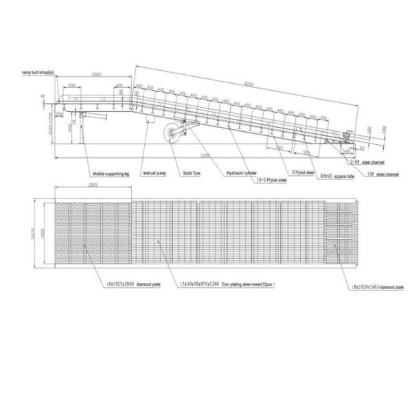 Mobile Container Dock Ramp With Hydraulic Retractable Support Leg