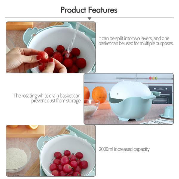 PP Sky Blue Multifunctional Vegetable Cutter With Drain Basket