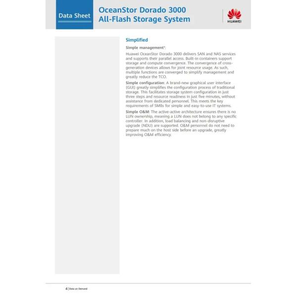 SAS Network Storage Huawei GPU Server Oceanstor Dorado 3000 V6 All Flash