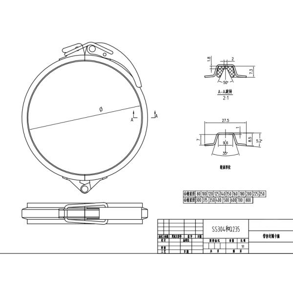 Gasket Round Ducting Galvanized Steel Clamps Quick Release Diameter 150mm