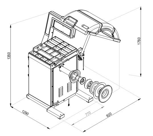 1200mm 0.55kw Truck Wheel Balancing Machine Vertical Heavy Duty Truck Tire Balancer