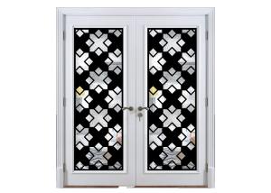 China Classic Modern Matte Black Oval Shaped Iron Door Glass 40 In X 96 In on sale