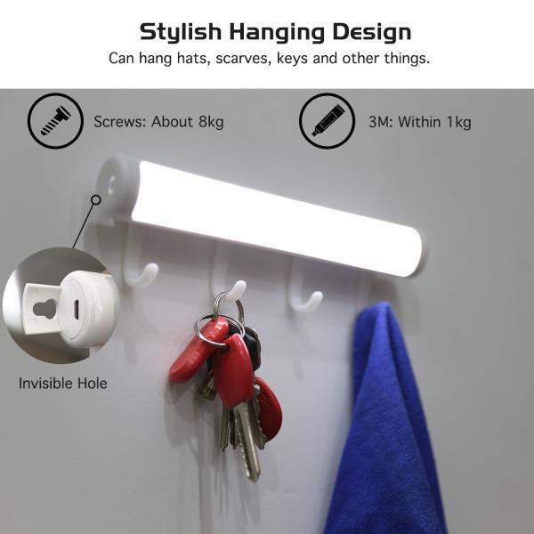 Battery powered PIR Motion Sensor Closet Light With Heavy Duty Hooks ( Removable ) - Magnetic Suction Lamp