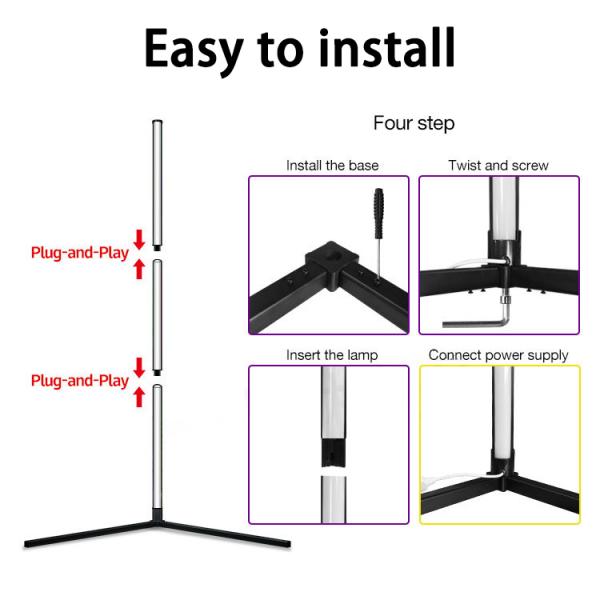 Timing Function LED Holiday Lights Adjustable Stand LED RGB Floor Lamp For Bedroom