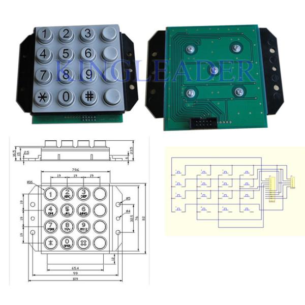 Rugged Vandal - Proof Numeric Keypad With 16 Keys , Ideal For Access Control Phone System