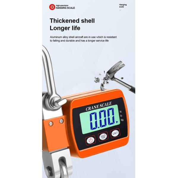 Easy Unit Change Portable Heavy Duty Digital Crane Scale 500Kg/300Kg LCD Backlight Industrial Hook Scales with ABS Plastic