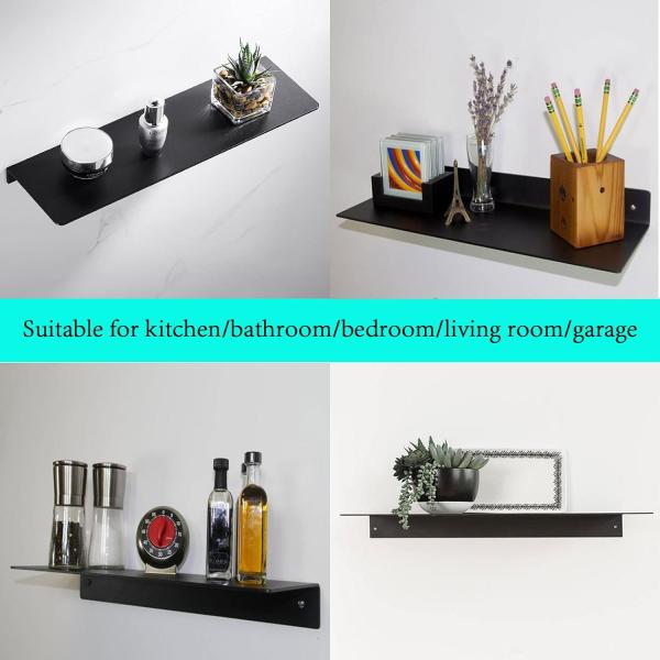 Wall Organizer L-Shaped White Metal Floating Shelf Modern Heavy Duty Wall Mount Shelf