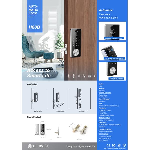 WiFi Fingerprint Door Lock Deadbolt Door Lock Security Tuya Smart Door Lock With Fingerprint