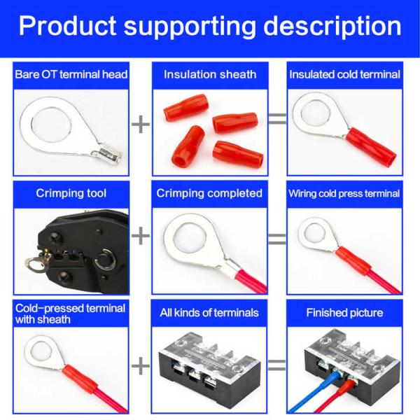 Round Cold Pressed O-Shaped Lug Terminal Copper Cable Crimp Connectors OT Series