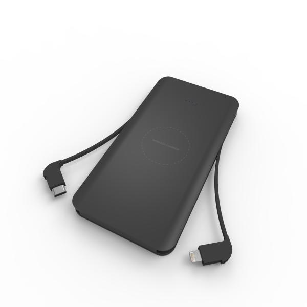 WIRELESS POWERBANK with type-c and lighting cable 8000mAh,Qi Power Bank,Portable Power Bank Charger QI Wireless Charge