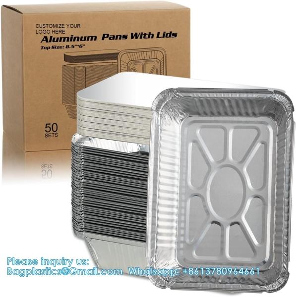 2.25LB (8.5"X6") Oblong Pans - To Go Containers With Lids - Disposable Tin Foil