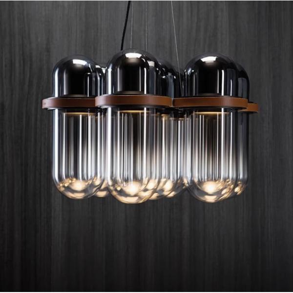 Light luxury simple smoke gray bedside glass small chandelier designer model room cafe leather restaurant chandelier