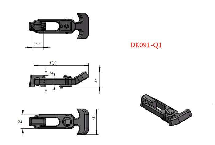 Polished Black T Handle Latch Rubber Lightweight Antirust Corrosion Resistance