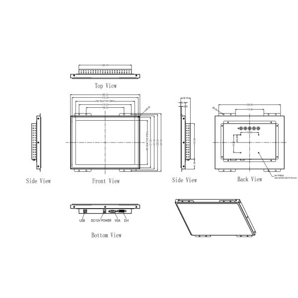 1024*768 12.1 inch Open Frame Touch Screen Monitor for Industrial Monitor
