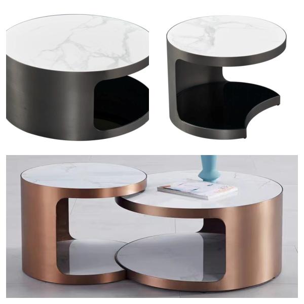 Brushed Titanium Fusion Round Nordic Coffee Table