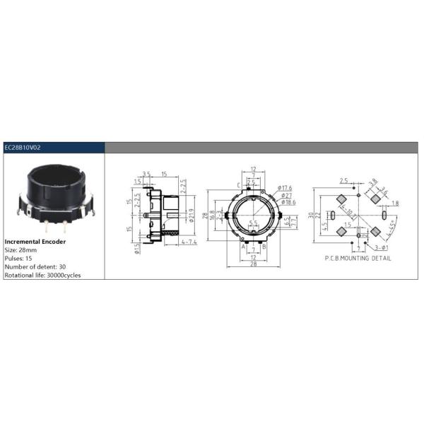 Diy Hollow Shaft Rotary Encoder For PCB Mounting EC28B10V02