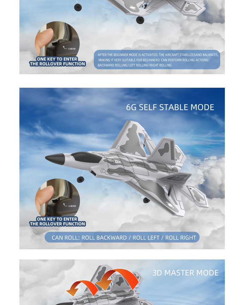 4K UHD Video Capture F22 Fixed Wing RC Airplane Easy To Fly Durable Soft EPP Foam Glider Plane for Outdoor Adventures