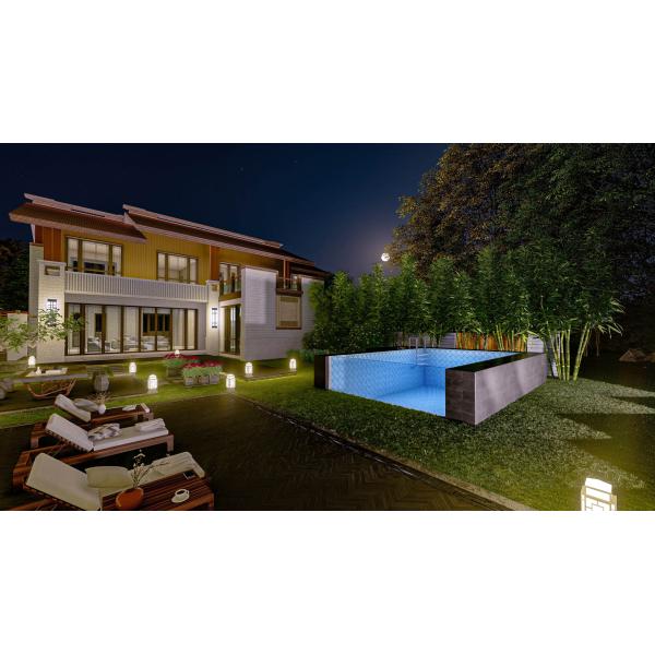 Customized Clear Acrylic Wall Sheet Prefab Pool with Filter Tank and Brown Desig