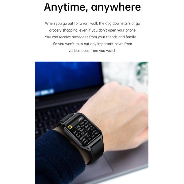 Square Screen Bluetooth Smart Watch Body Temperature Blood Pressure Monitoring