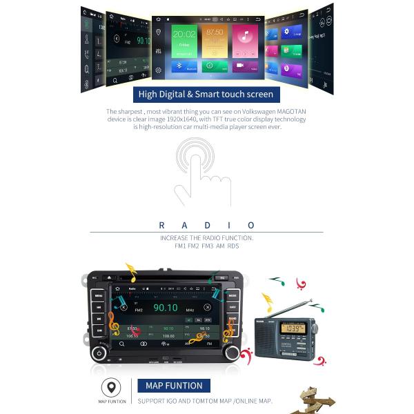 Android 8.0 Bluetooth - Enabled Car Dvd Player Gps Navigation For VW B6 Golf 5