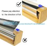 Plastic Wrap Dispenser, Bamboo Wood Cling Food Wrap Dispenser, With Slide Cutter