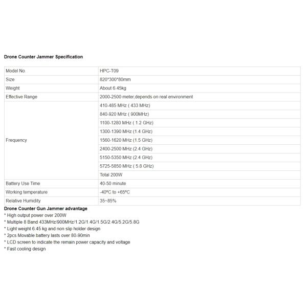 Range Anti Drone Jammer 8band 200W Uav WiFi Jammer use of drones