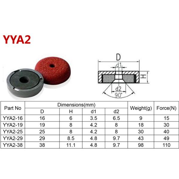 Red Shallow Pot Alnico 5 Magnets With Countersunk Hole