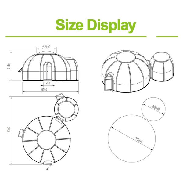 Diameter 5m Glamping Bubble Tent Polycarbonate Outdoor Clear Bubble Tent