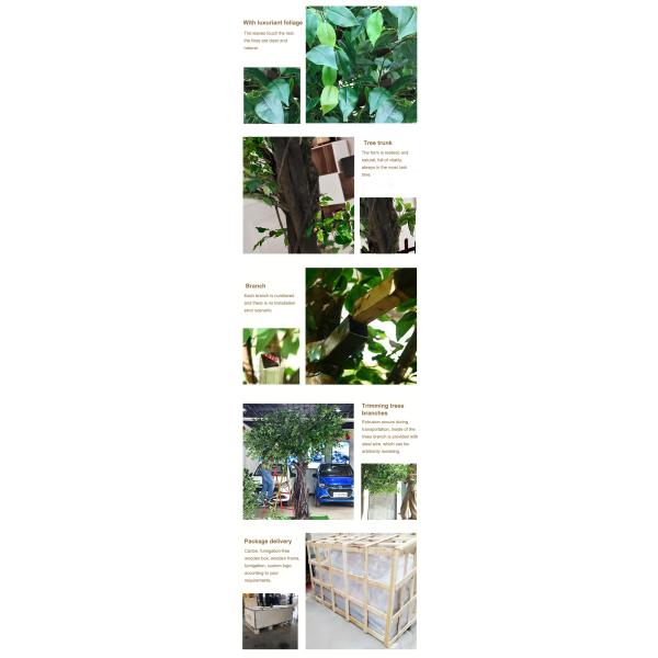 Wood Trunk Faux Birch Tree , Green Faux Evergreen Trees Customized Design