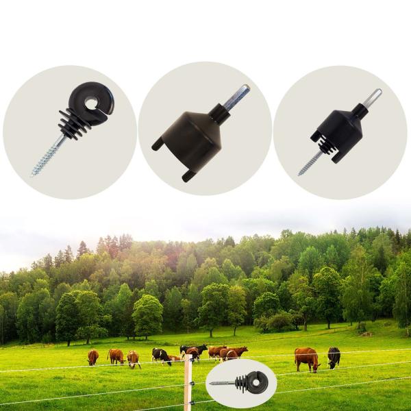 Self-Tapping Insulator Electric Fence Insulators Screw-In Wood Post Insulator With Insulator Socket Tool (Fit For Electric Drill)