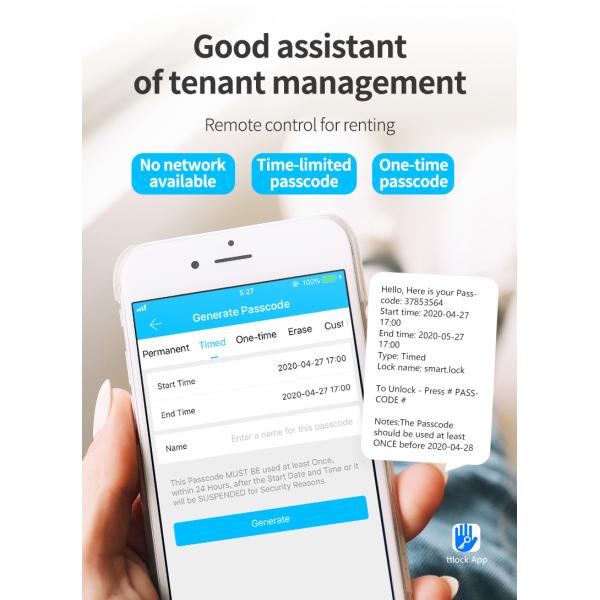 ROHS FCC Smart Deadbolt Wifi Front Door Lock With Keypad Works With APP