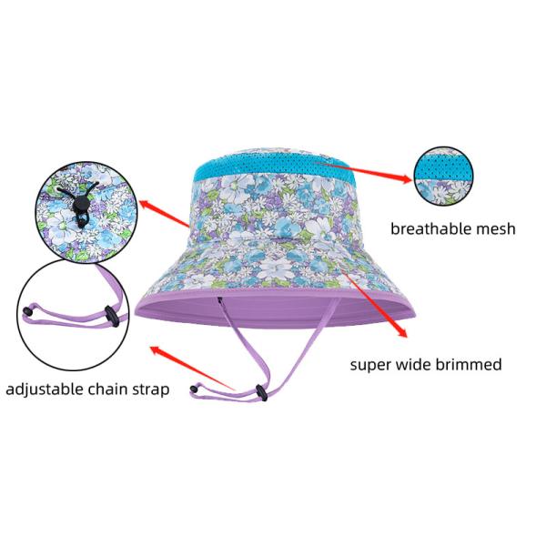 Summer Breathable Mesh Bucket Hat UPF 50+ Childrens Sunhats ODM