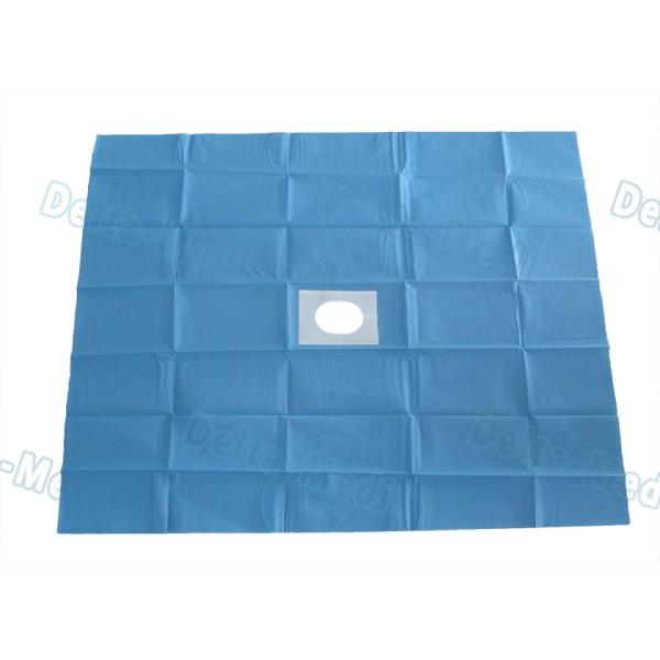 Sterile Blue SMS Disposable Surgical Drapes Utility Drape With Slotted Hole / Adhesive Tape