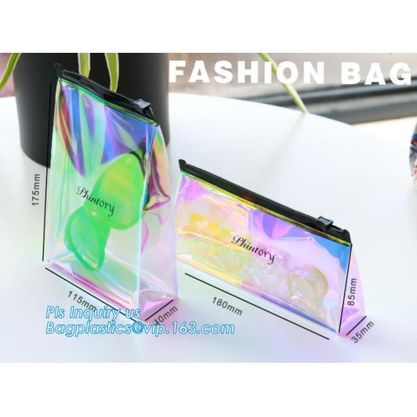holographic pvc bags, holographic packs, holographic pouch bags, holographic metialized cosmetic make up, holographic PU