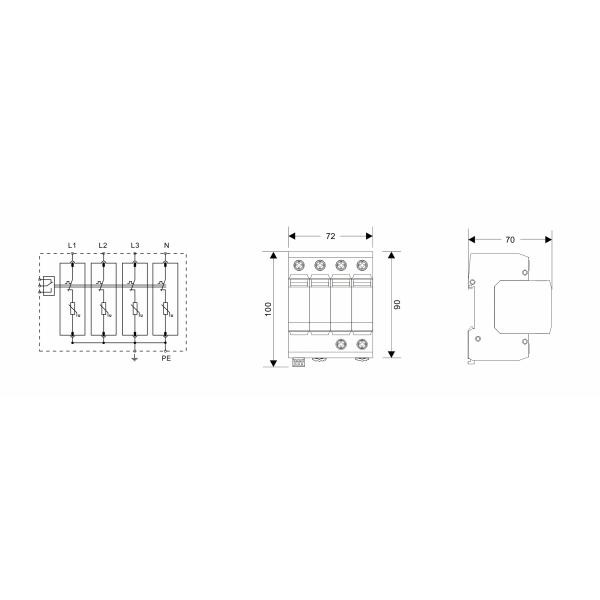 AC 4P Type 2 20kA Lightning Protector Whole House SPD Surge Protection Device