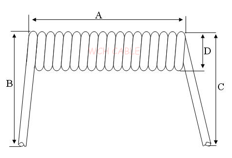UL20378 TPU Curly Cable 28AWG 13C OD6.5mm VW-1 Red L=320mm TPE Insulated 105C 30V