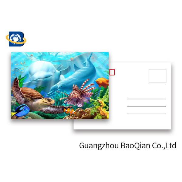 Durable Dolphin 3D Lenticular Postcards CMYK UV Offset Printing Cartoon Design