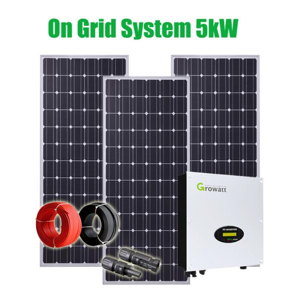Flat Roof Wifi 150m Growatt Inverter AC220V 5KW On Grid Solar System