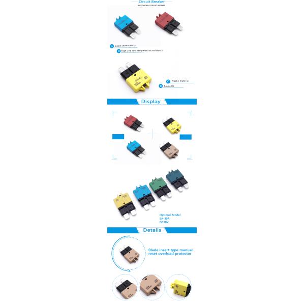 E39 28VDC 12V ATO ATC ATY Manual Reset Thermal Blade Circuit Breakers Resettable Atc Fuse Thermal Fuse Automatic Reset