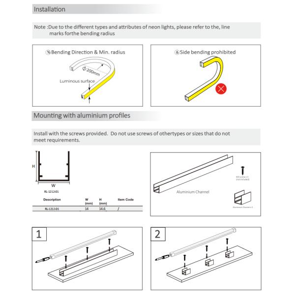 1212 25° Angle Series Neon Strip Light Lightweight Flexible Neon LED Strip