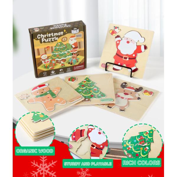 Children's Toys Wooden Christmas Theme Puzzle Set Early Childhood Education Puzzle Learning 3-6 Years Old Baby Games