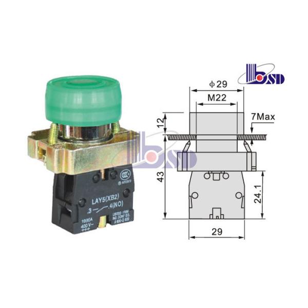 LAY5（XB2）-BP31 green color spring return flat button push button swithes，With water-proof cover,Unmarked,IP65