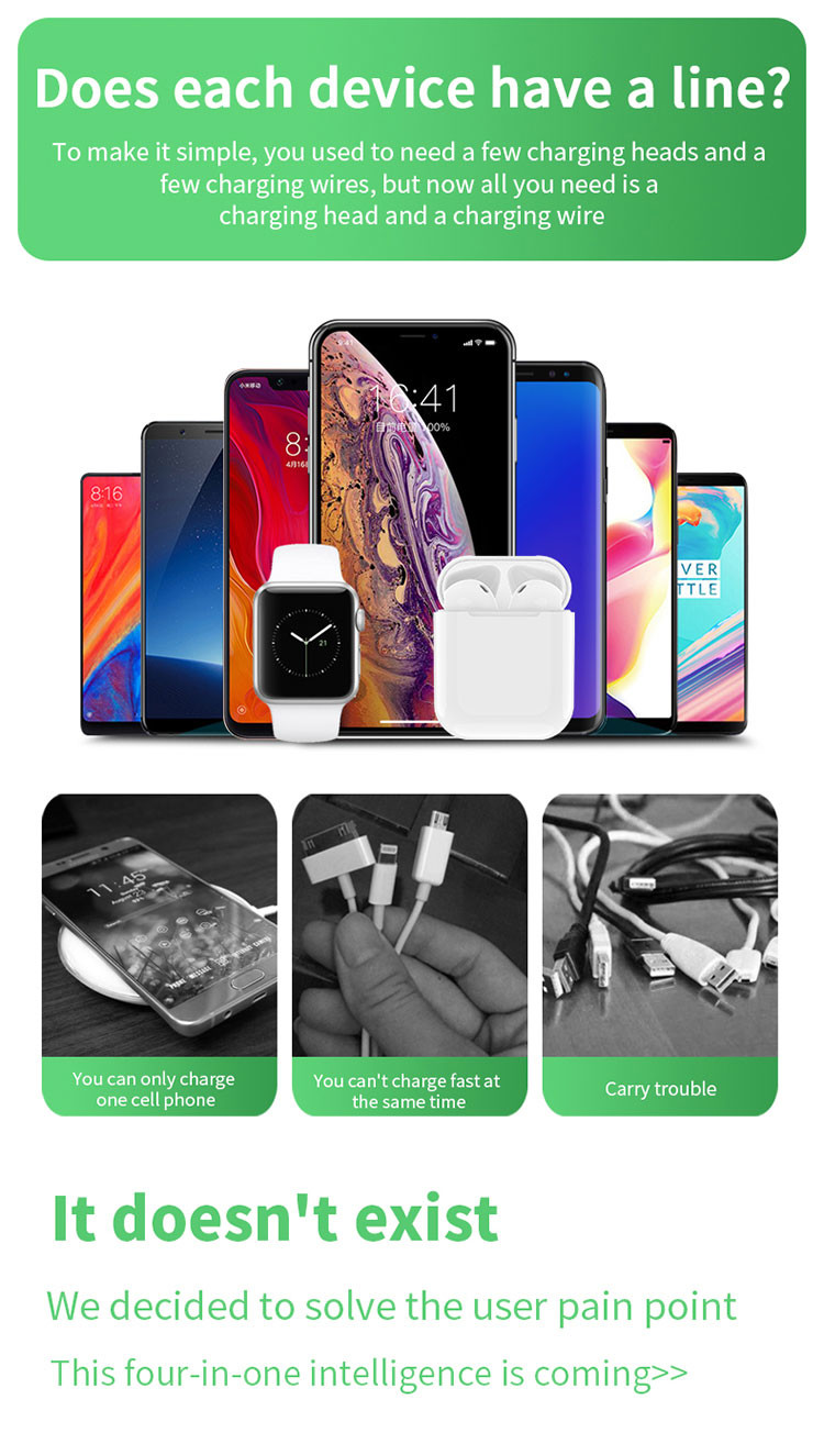 Fast Charging 3 In 1 Wireless Charger Multi Function Wireless Charger With USB Port