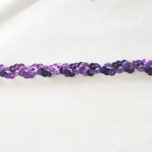 20KJ72 1.2cm Purple Gimp Braid Sequin Ribbon Trim