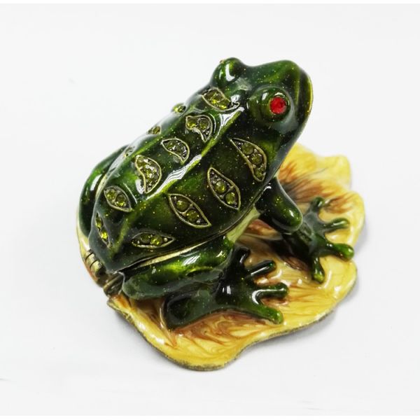 hot sale jeweled enamel frog prince trinket box Pewter alloy antique plated Frog Jeweled Trinket Box