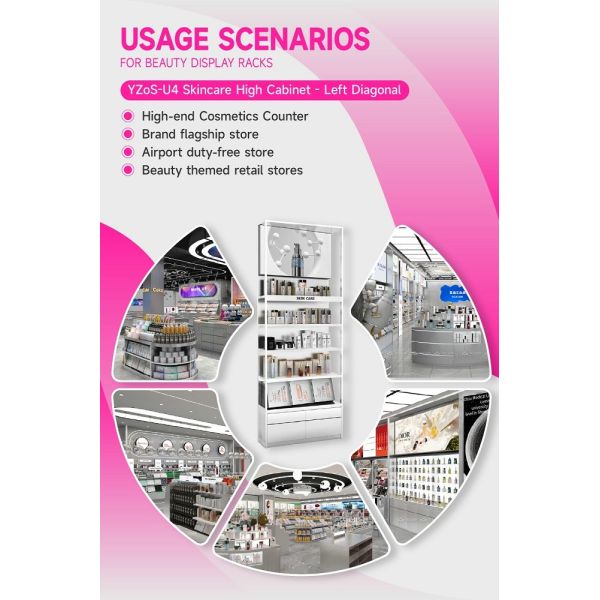 YZoS-U4 900*60*540 Full-Edge Light Box Skincare Display Cabinet with Top Hinges