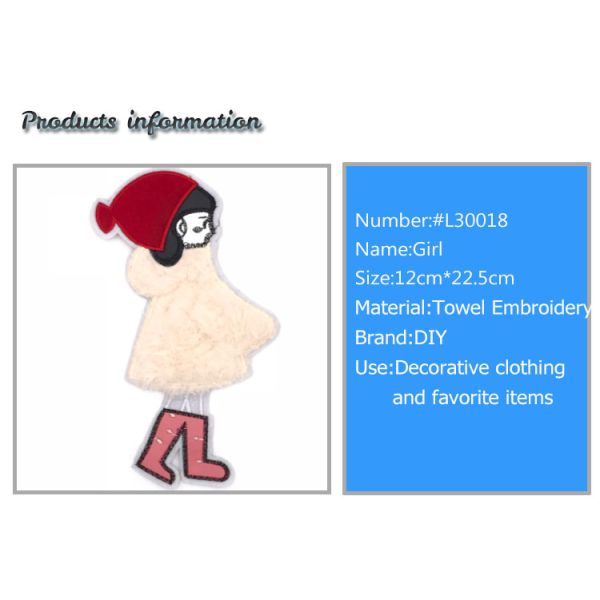Hot Selling Red Hat Plus White Coat Girl Towel Embroidery Patch#L30018
