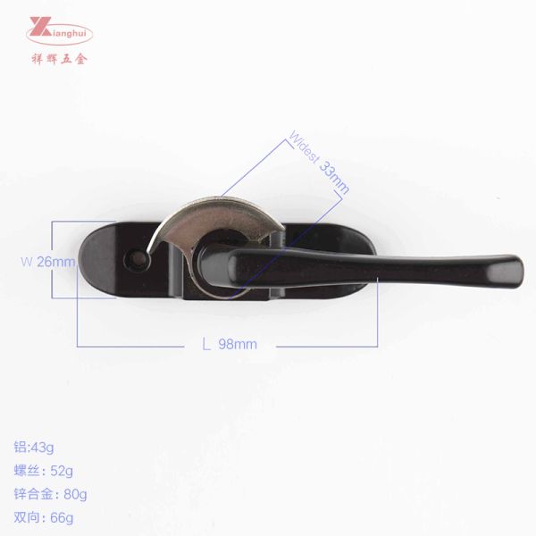 Hotel Villa Apartment Office Building UPVC Crescent Moon Lock with Long Handle and HOOK