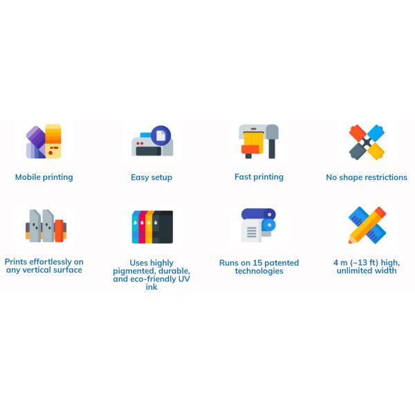 Wheel Type Portable Vertical wall printer 3D Effect Printing Machine