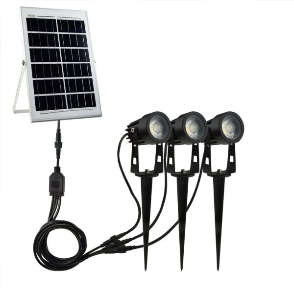 led outdoor garden lawn use waterproof landscaping ground smartyard triple lampheads 3pcs lamphead solar spotlight 3*5w